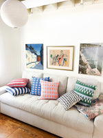 Sujani Quilted Pillow — Baby Blue, White and Green