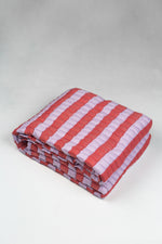 Quilted Sujani Throw Blanket - Soft Lilac and Red