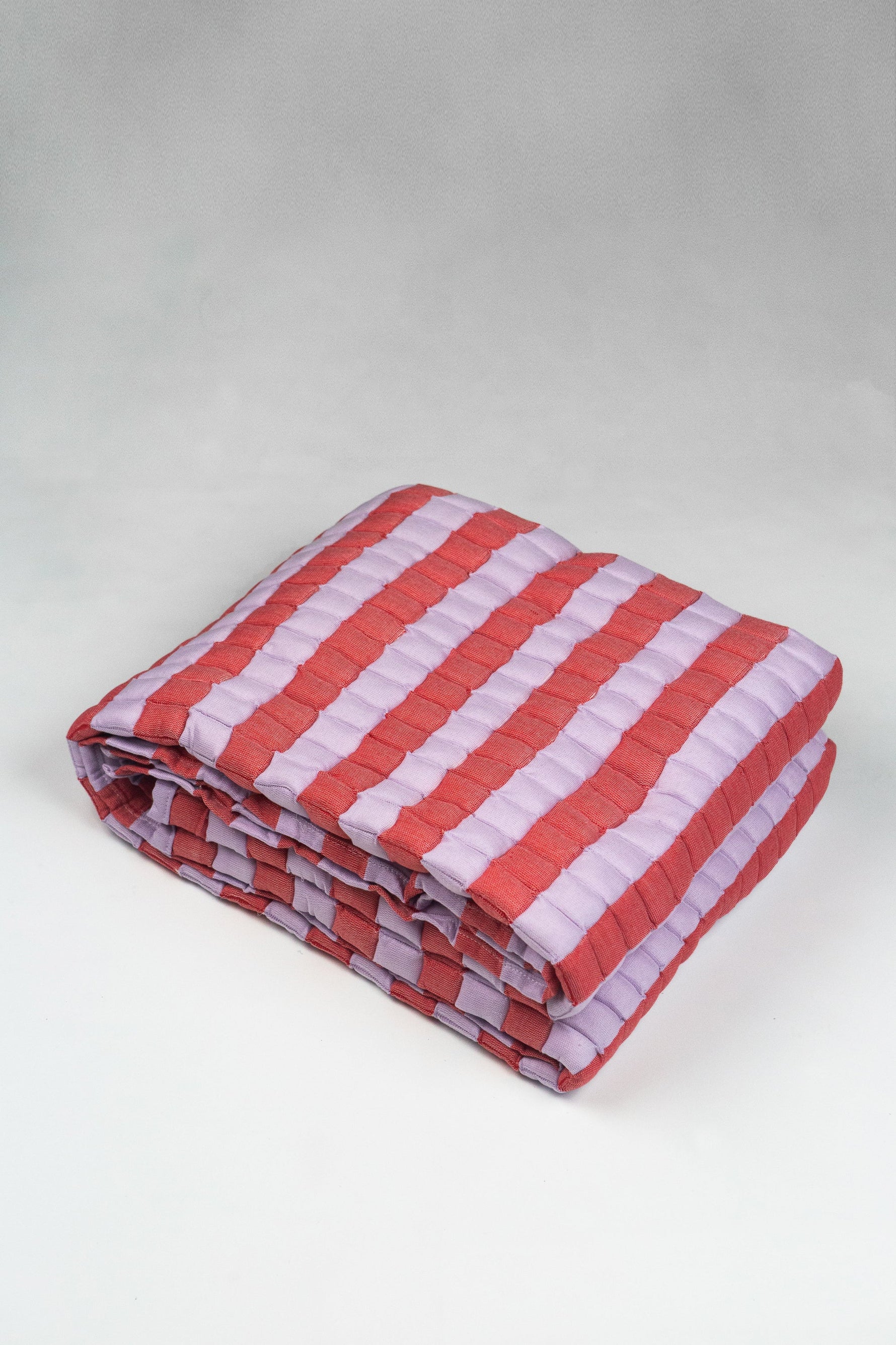 Quilted Sujani Throw Blanket - Soft Lilac and Red