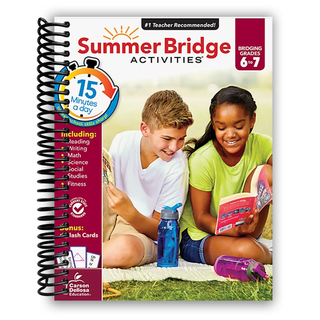 Summer Bridge Activities 6th to 7th Grade Workbooks, Math, Reading Comprehension, Writing, Science, Social Studies, Fitness Summer Learning, 7th Grade Workbooks All Subjects With Flash Cards (Spiral Bound) - By Baano
