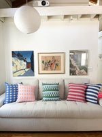 Sujani Quilted Pillow — Pastel Lilac and Neon Orange