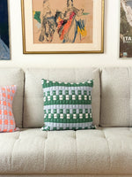 Sujani Quilted Pillow — Baby Blue, White and Green