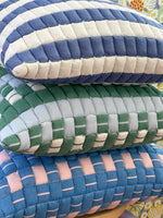 Sujani Quilted Pillow — Baby Blue, White and Green