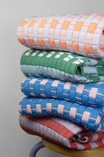 Quilted Sujani Throw Blanket - Soft Blue, White and Green