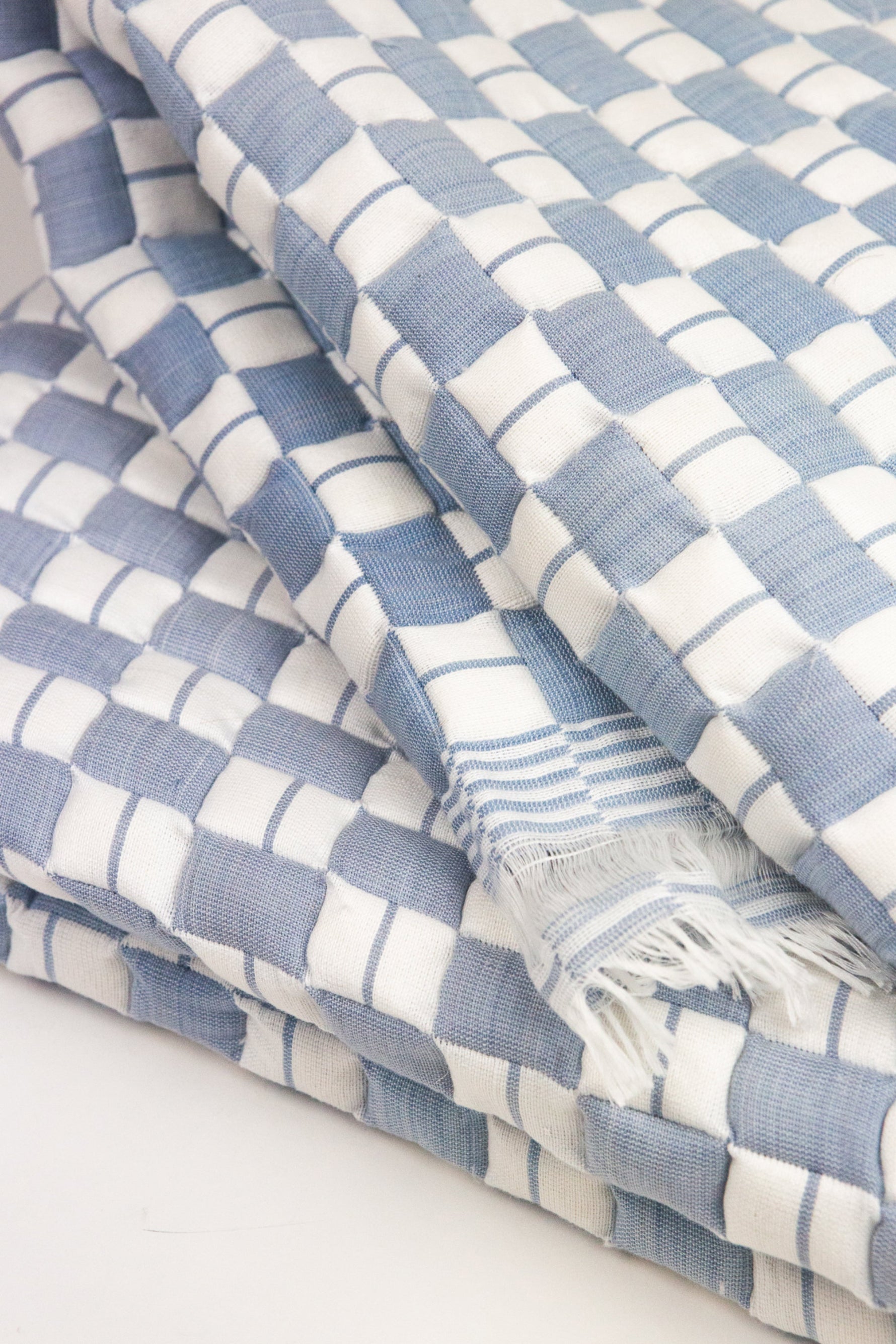 Quilted Sujani Throw Blanket - Soft Blue Grey