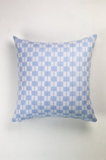 Sujani Pillow - Soft Blue Grey Checkered Pillow