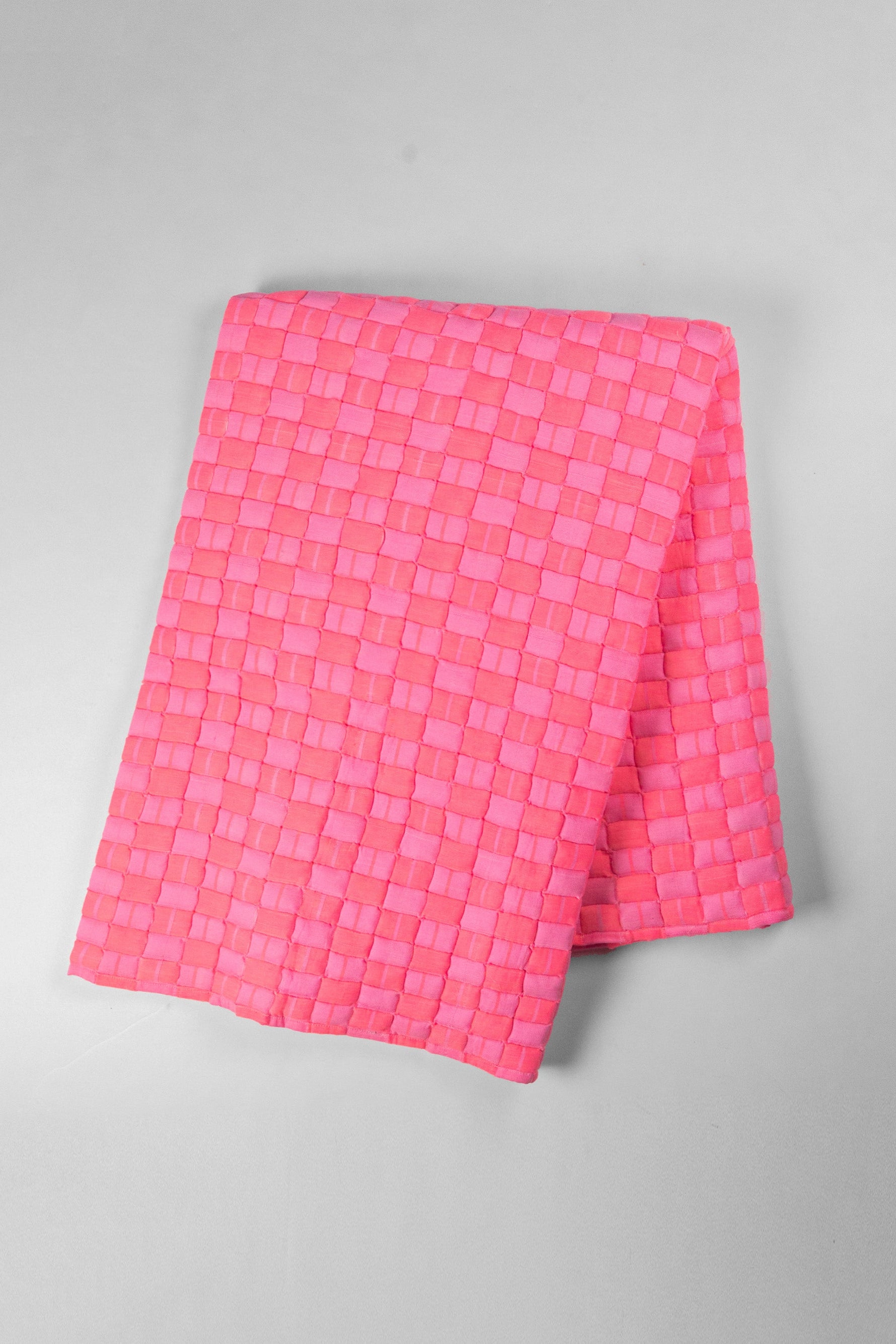 Quilted Sujani Throw Blanket - Neon Pink