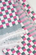 Quilted Sujani Throw Blanket - Pink, Green and White