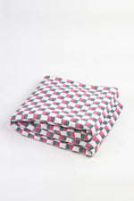 Quilted Sujani Throw Blanket - Pink, Green and White
