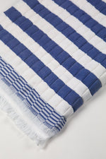 Quilted Sujani Throw Blanket - Blue and White Striped
