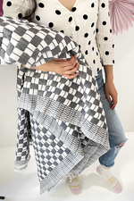 Quilted Sujani Throw Blanket - Soft Black & White
