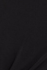 Connected Apparel Boat Neck Circular Flounce Sleeve Gathered Side Solid ITY Gown