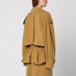 Double-breasted Overcoat In Ochre Yellow - By Baano