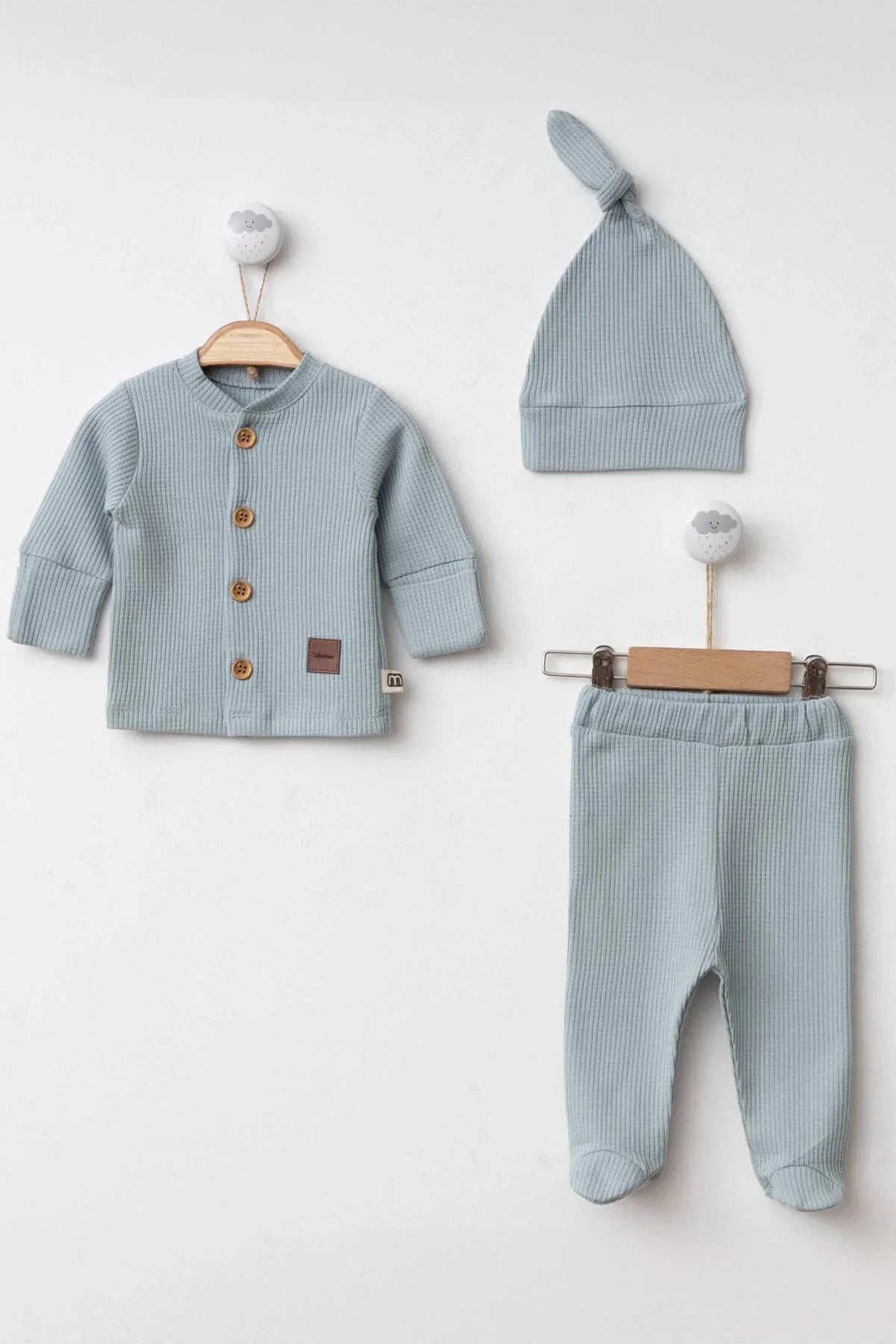 Jasper Baby Blue Clothes Set - 3 Pcs - By Baano