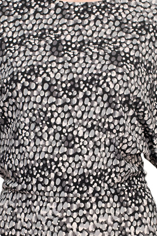 London Times Boat Neck Dolman Elastic Cuff 3/4 Sleeve Blouson Multi Print Crepe Dress - By Baano