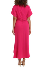 London Times Crew Neckline Short Sleeves Asymmetrical Hemline Nolana Dress