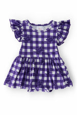 TCU Plaid Frog Flutter Twirl Bodysuit