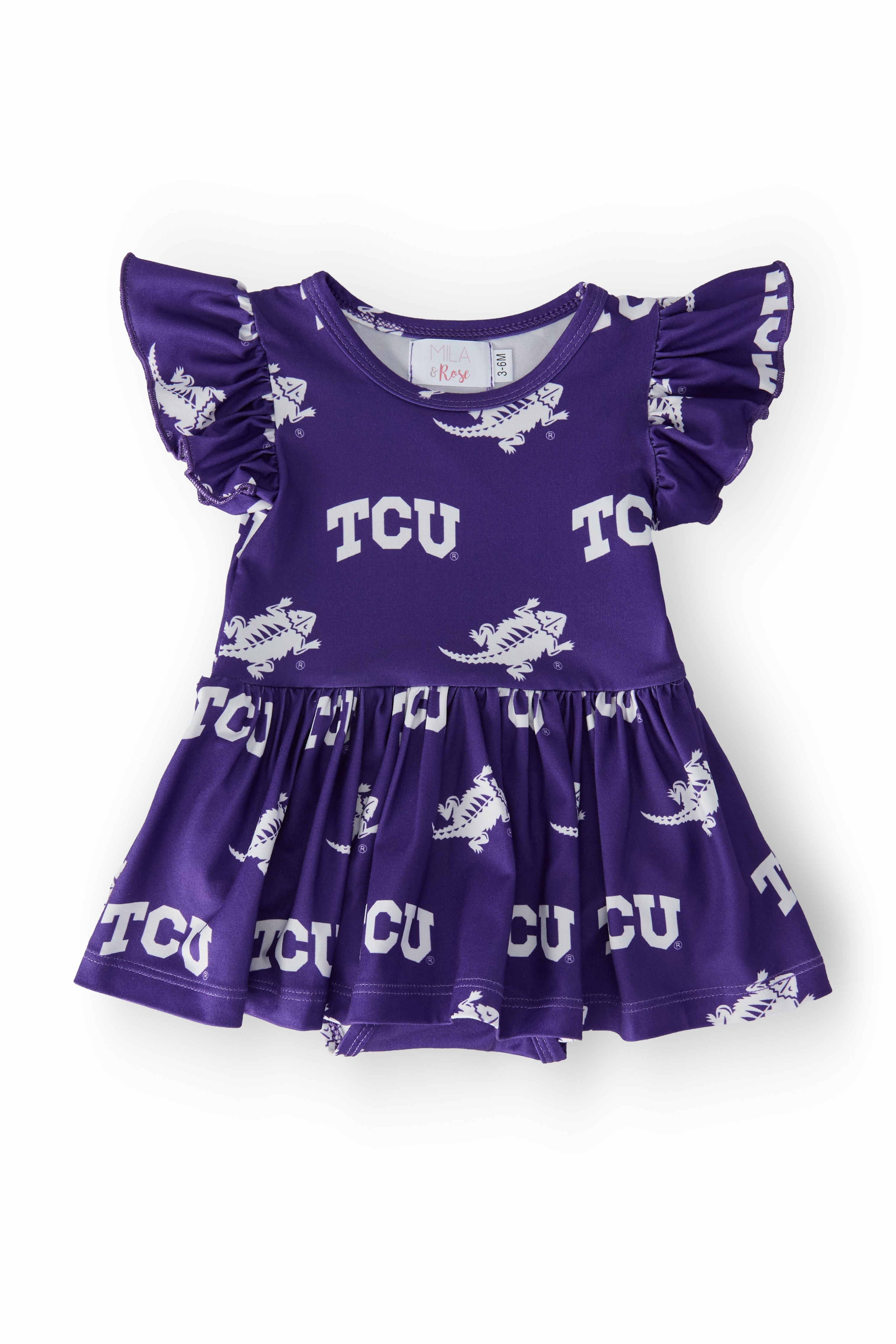 TCU Purple Frog Flutter Twirl Bodysuit