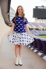 TCU Purple Frog Ruffle Pocket Tee
