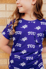 TCU Purple Frog Ruffle Pocket Tee