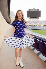 TCU White Frog Ruffle Twirl Skort