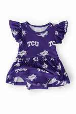 TCU Purple Frog Flutter Twirl Bodysuit