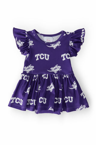 TCU Purple Frog Flutter Twirl Bodysuit - By Baano