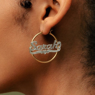 Mini Frosted Hoop Name Earrings