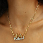 Double Plated Crown Name Necklace
