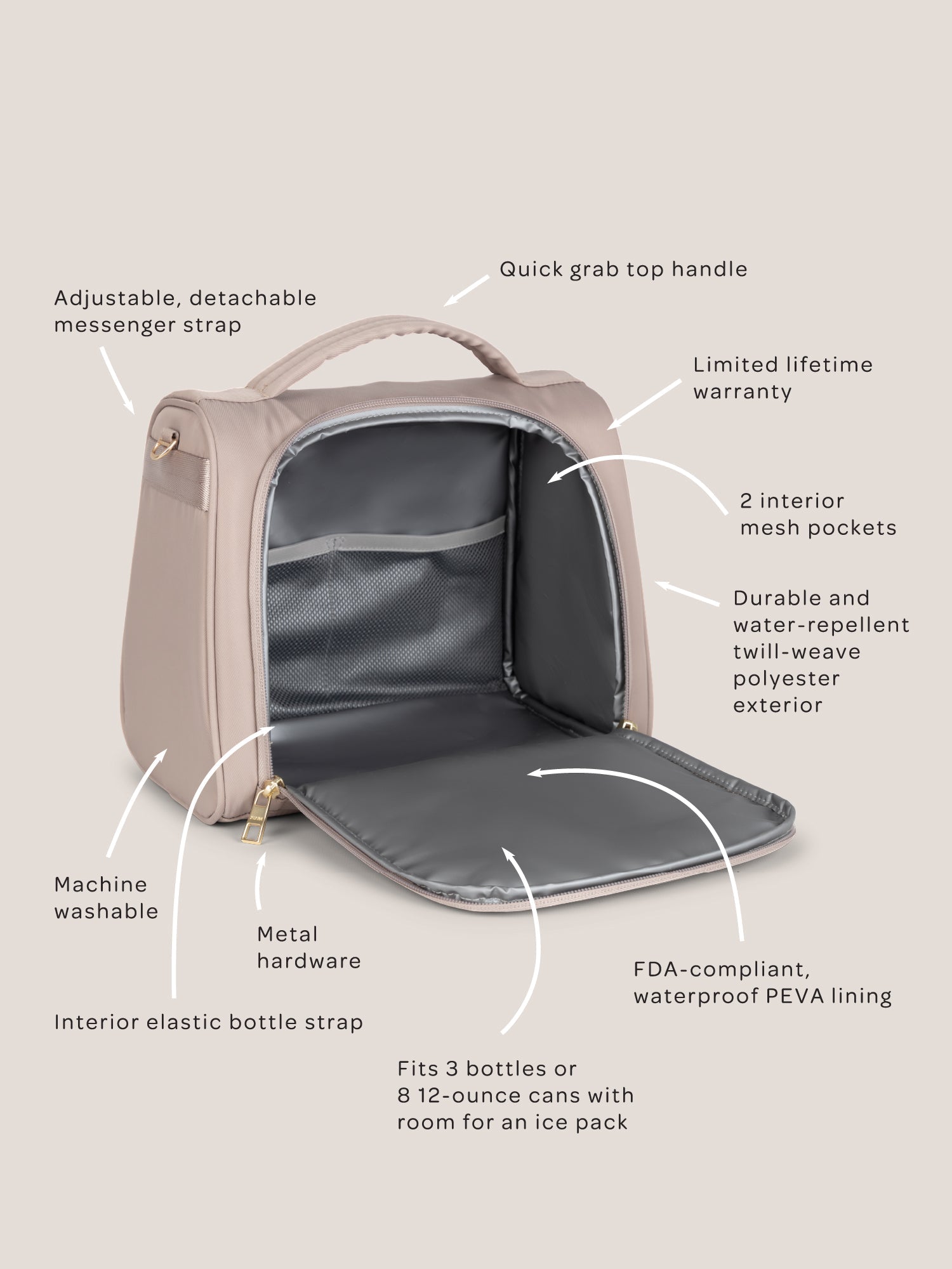 Insulated Bottle Bag - Taupe - By Baano