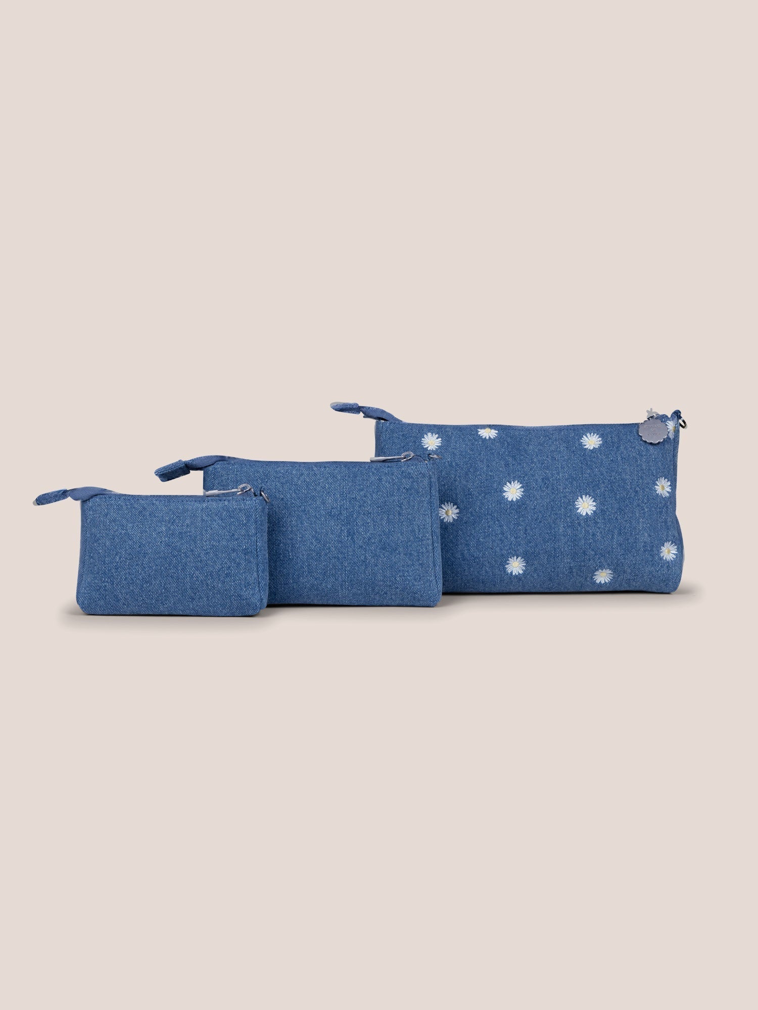 3-piece Pouch Clutch Purse Set - Denim & Daisies JuJuBe