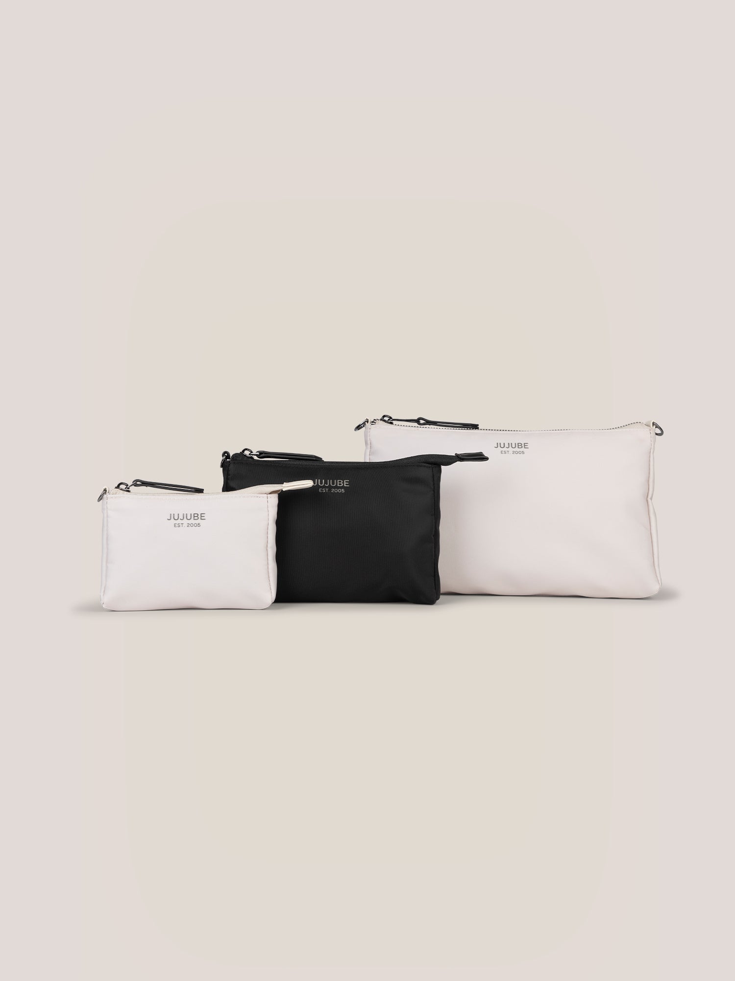 Witney Carson 3-piece Pouch Set - Cloud & Black - By Baano