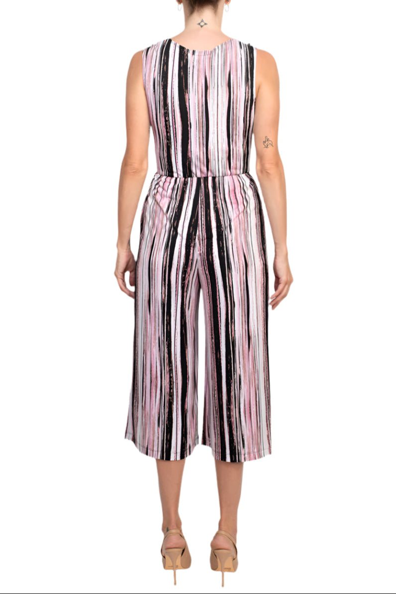 Connected Apparel Surplice Neck Tie Side Multi Print ITY Jumpsuit - Glamourous Grace