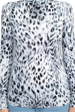 T Tahari High Neck Long Sleeve Animal Print Knit Top - Glamourous Grace