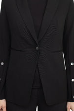 T Tahari Notched Collar Long Sleeve One Button Rayon Blazer - Glamourous Grace