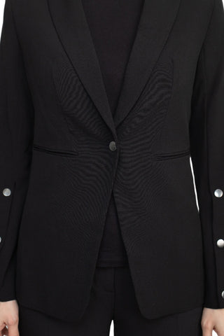 T Tahari Notched Collar Long Sleeve One Button Rayon Blazer - By Baano