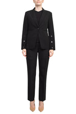T Tahari Notched Collar Long Sleeve One Button Rayon Blazer - Glamourous Grace