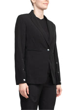 T Tahari Notched Collar Long Sleeve One Button Rayon Blazer - Glamourous Grace