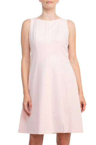 T Tahari Boat Neck Sleeveless Banded Zipper Back Fit & Flare Crepe Dress - Glamourous Grace