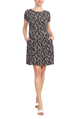 Connected Apparel Floral Soft Dress - Mauve Scuba Crepe - Glamourous Grace