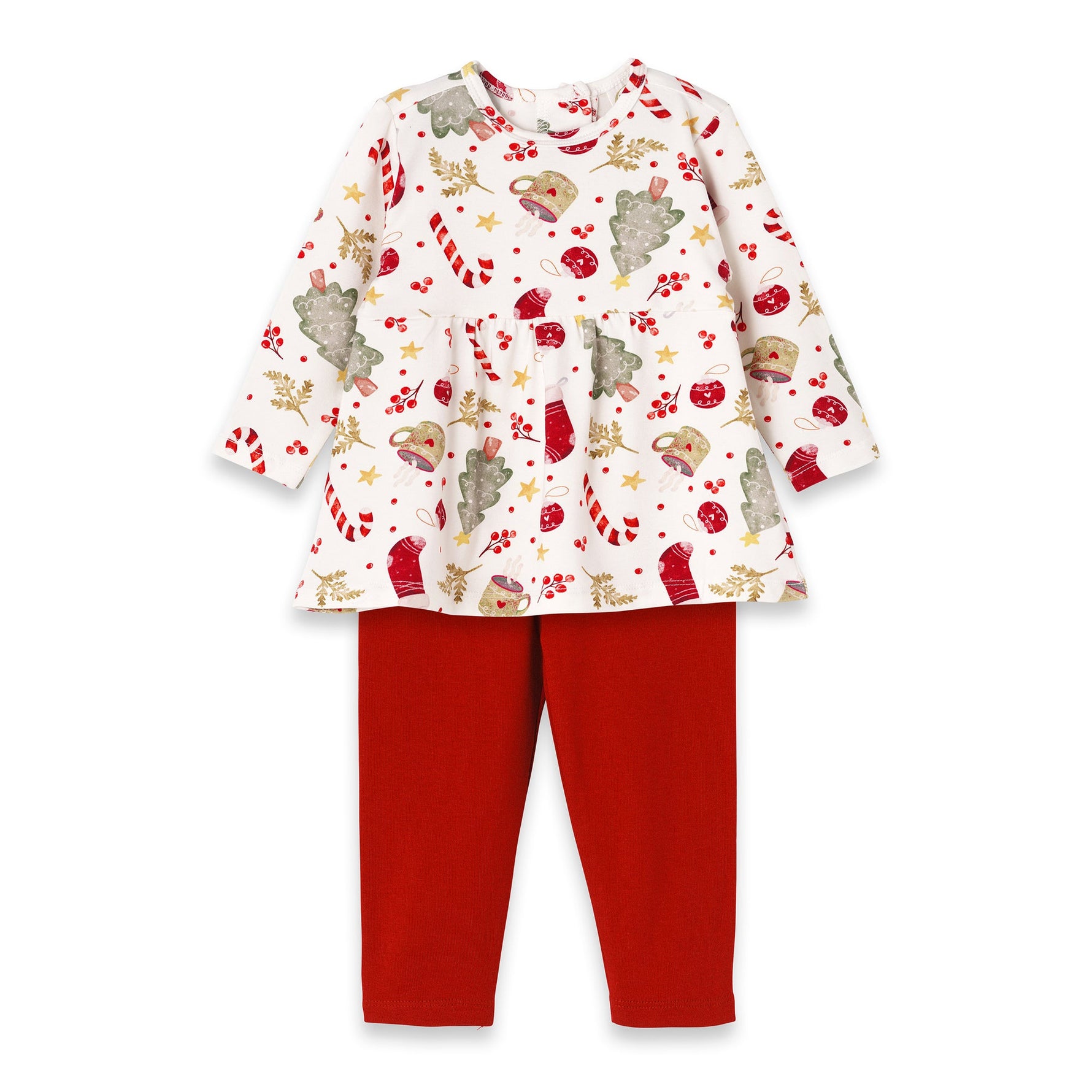 Girls' Christmas Tunic Set – Bamboo Holiday Outfit Set - Noel - By Baano