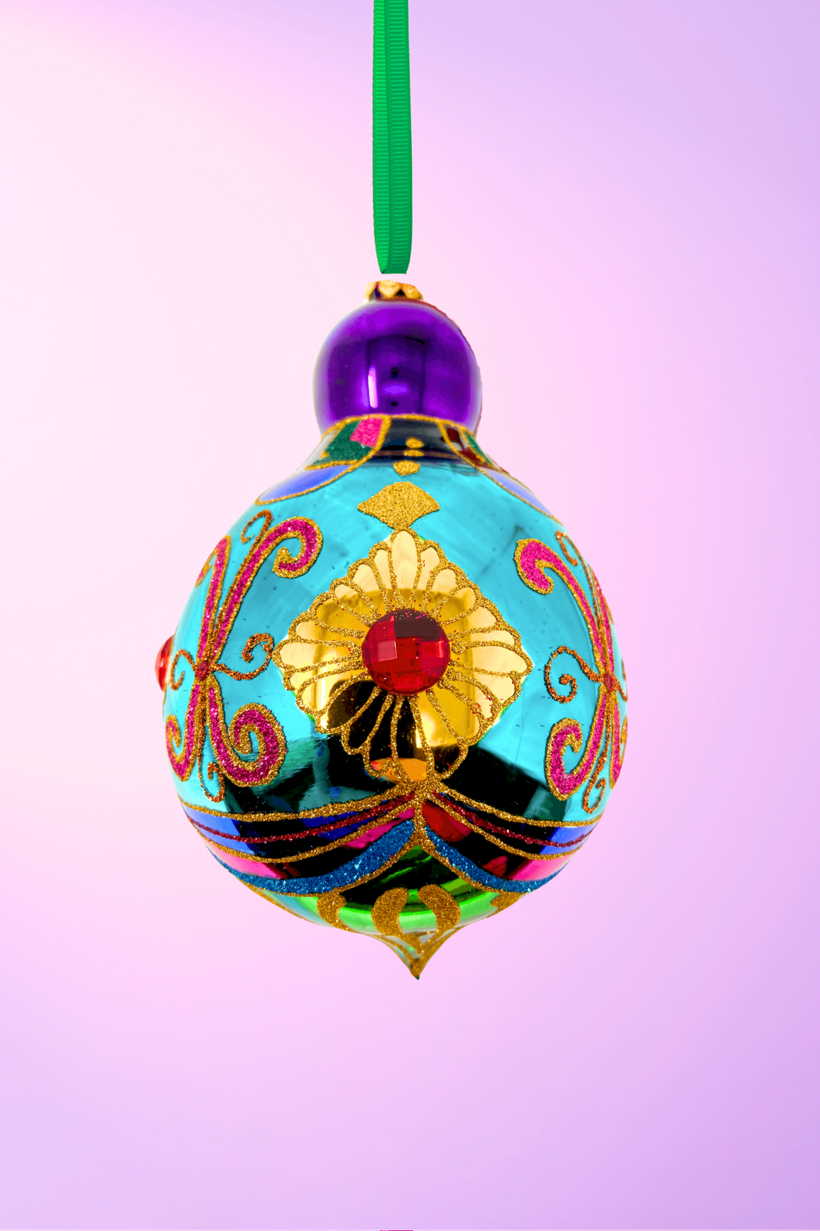 Topaz Sparkling Gem Glass Christmas Bauble