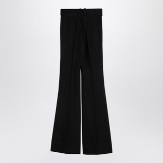 Black Wool Blend Bell-bottom Trousers - By Baano