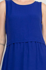 Connected Apparel Natural Seam Waistline Side Pocket Round Neckline Midi Dress