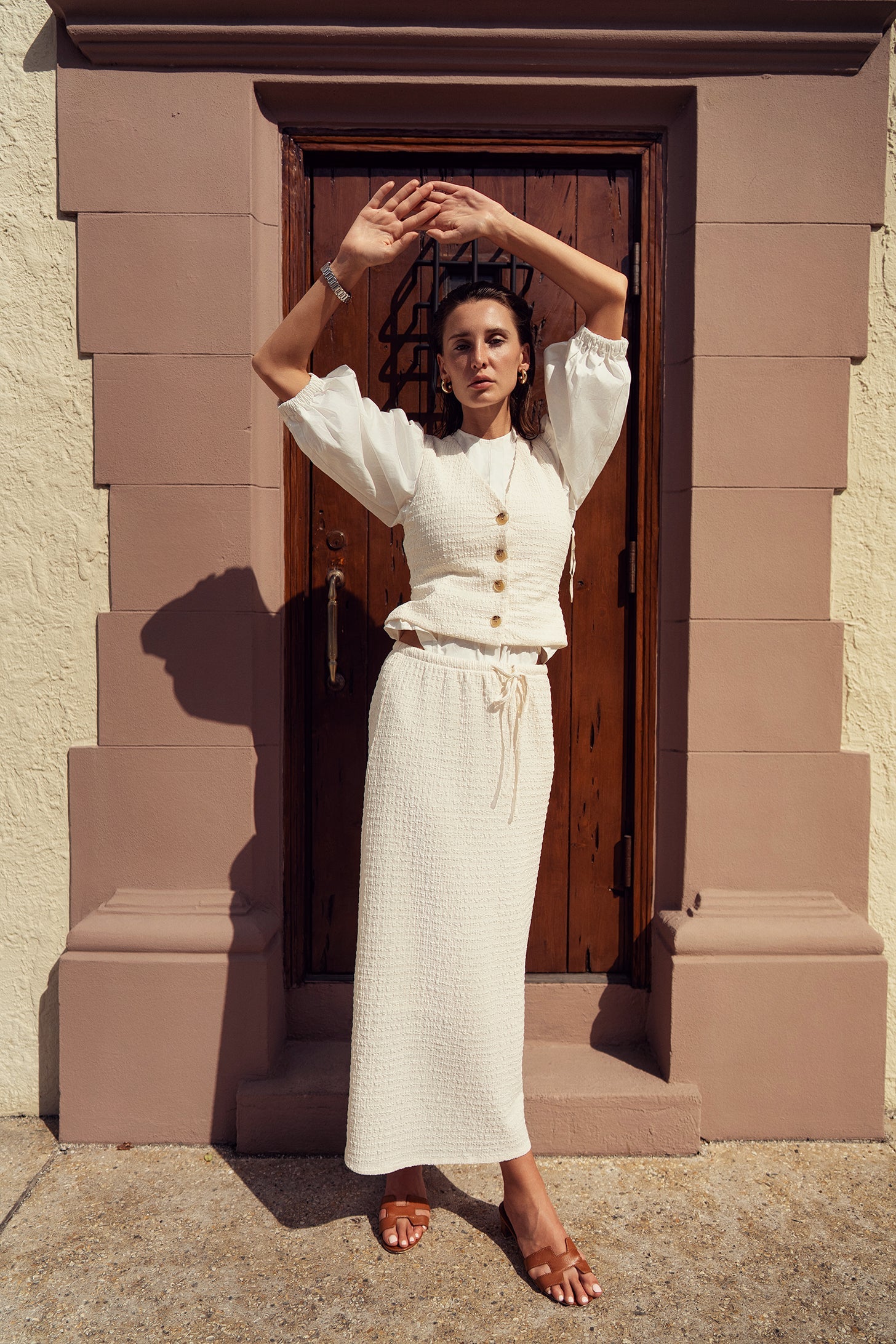 CRINKLE CREAM SKIRT - By Baano