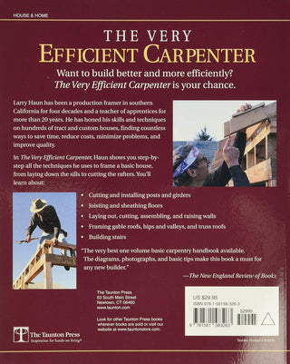 The Very Efficient Carpenter: Basic Framing for Residential Construction (For Pros / By Pros) (Spiral Bound) - By Baano