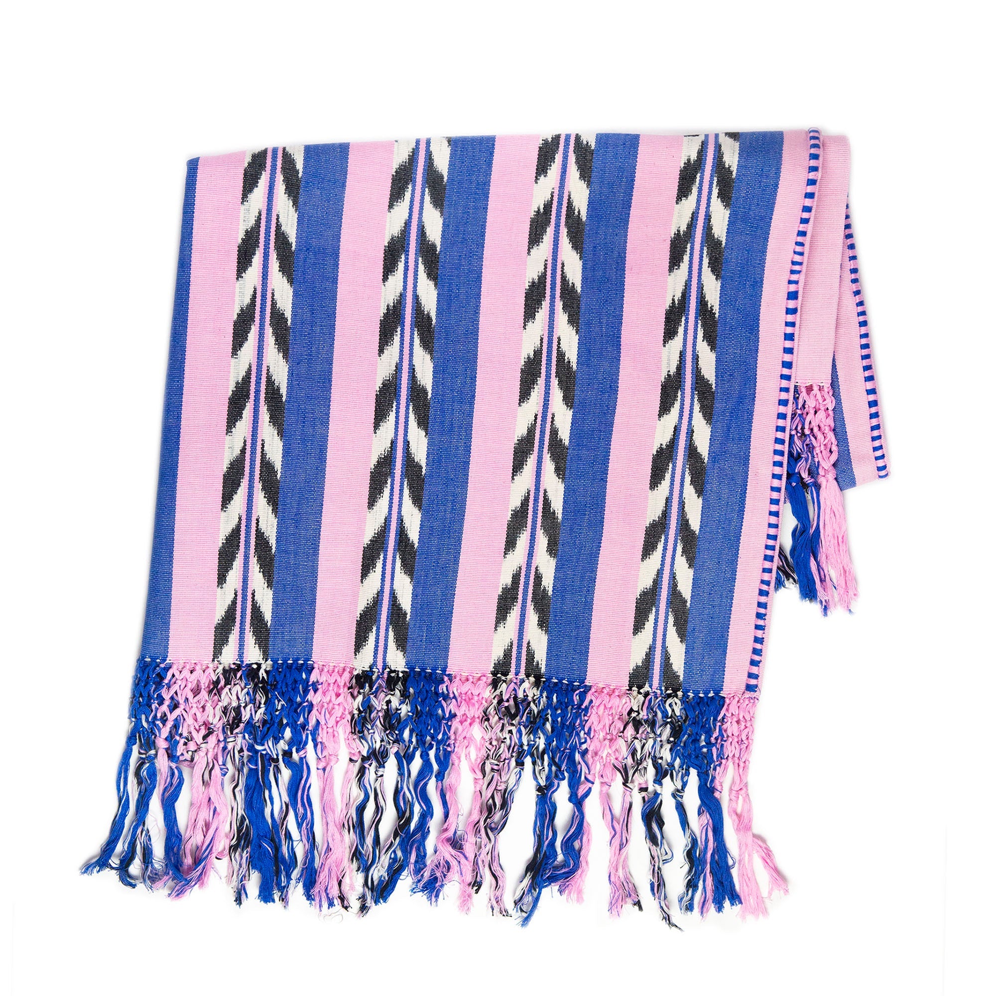 Palm Ikat Blanket in Blue & Pink
