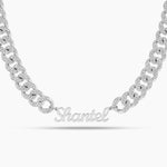 Signature Name Necklace with Chunky Iced Cuban Chain