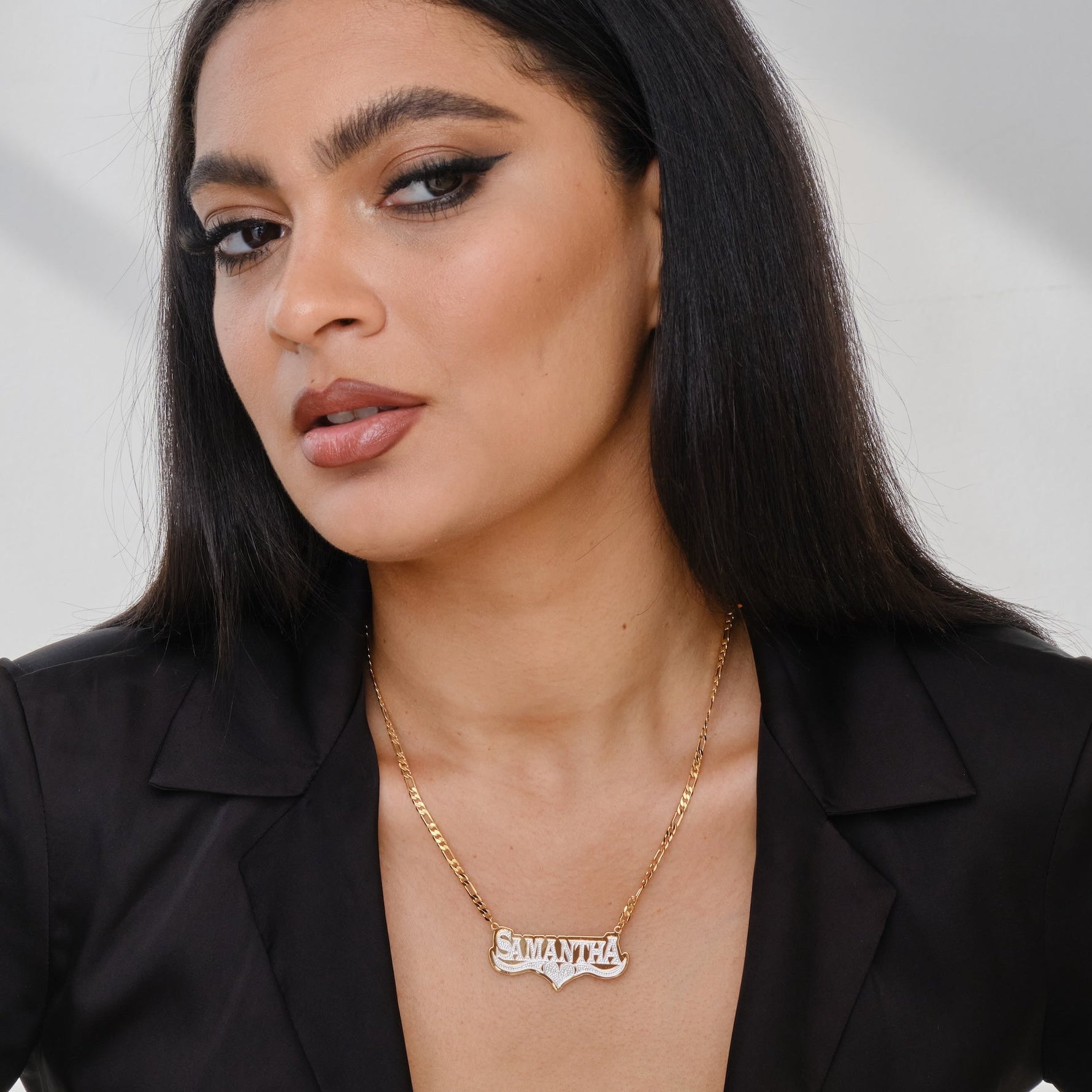 Double Plated HeartCrest Name Necklace