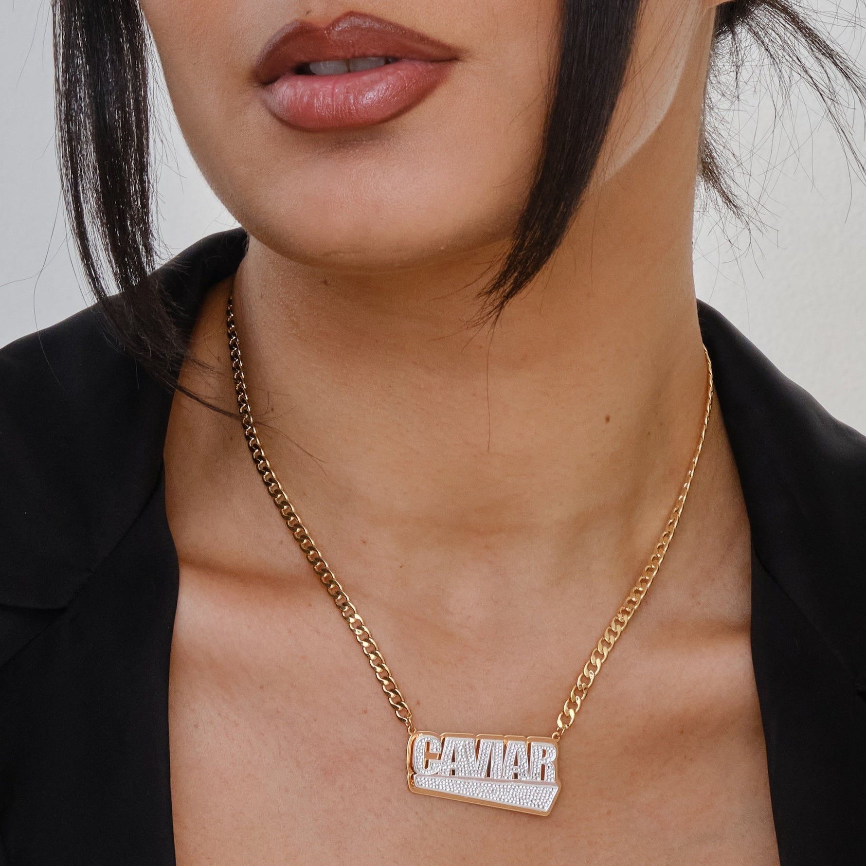 Double Plated Luxe Block Name Necklace